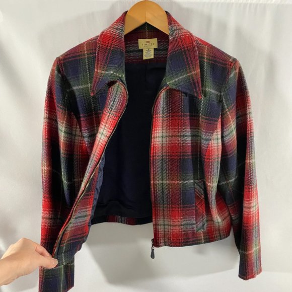 EUC Vintage 1990’s The Limited Tartan Plaid Crop Wool Jacket Women's Size M - Picture 3 of 11